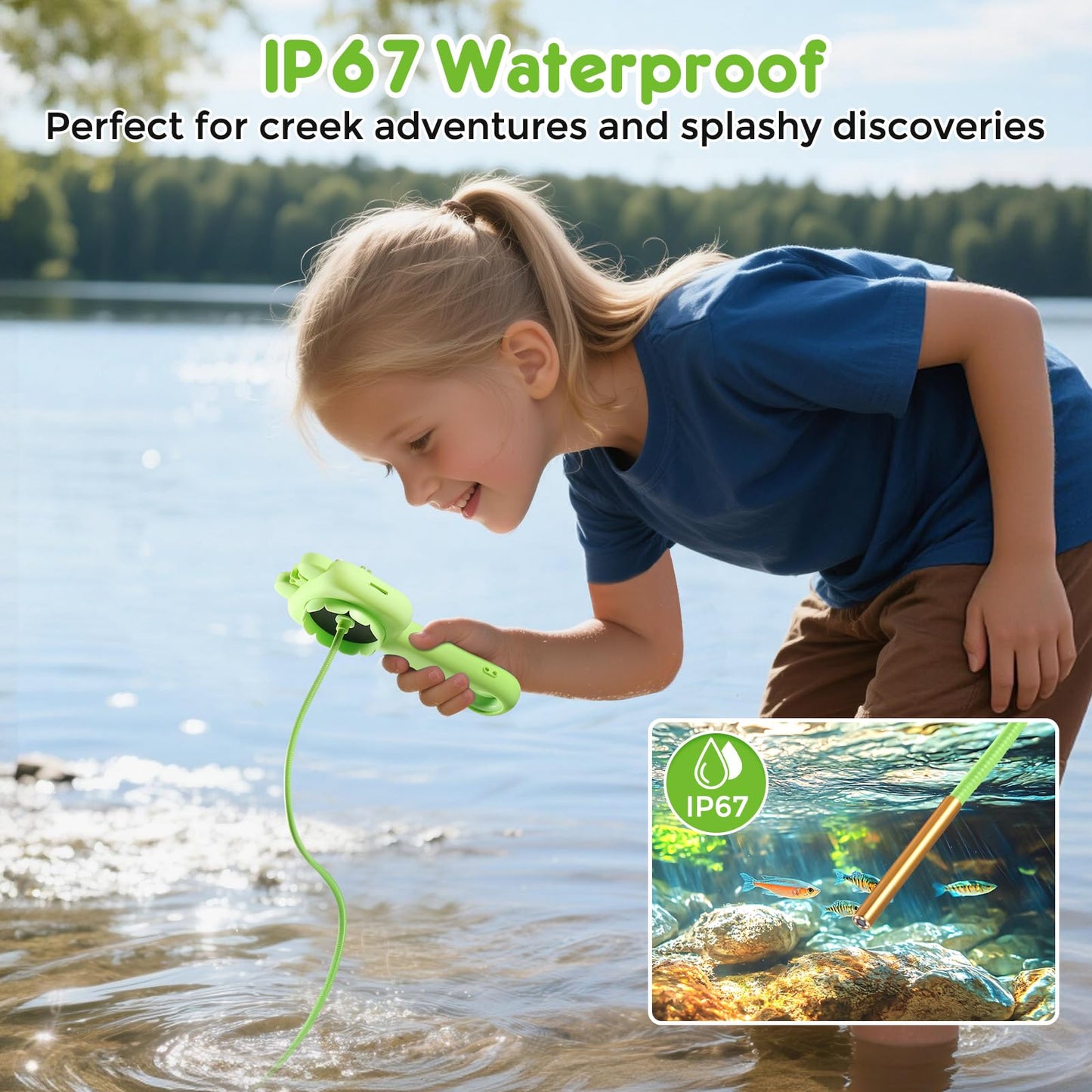 Borescope Camera for Kids - STEM Science Educational Toy for 4-12 Years Old Boys & Girls | Birthday Gift for Outdoor Adventures & Nature Discovery (Green)
