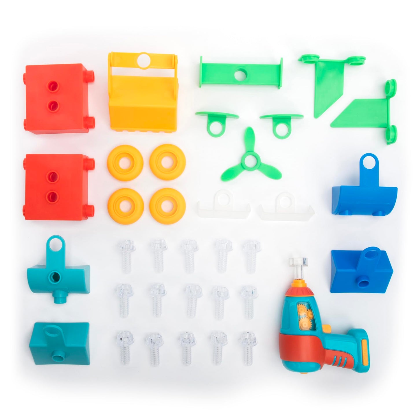Educational Insights Design & Drill Build-It Bucket - Vehicle Building Toys for Toddlers 3-5, Construction Toy Set with Real Working Electric Drill Toy, Take Apart STEM Toys for 3+ Year Old