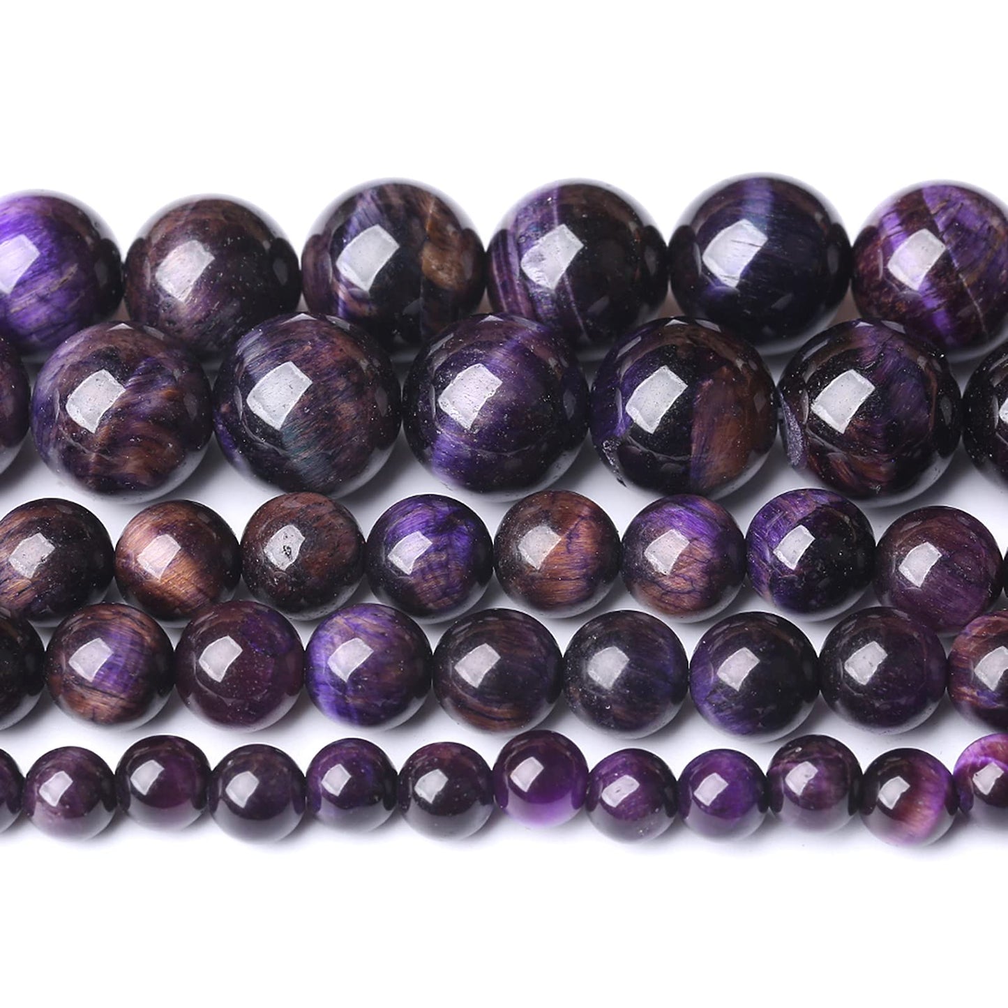 Natural Purple Tiger Eye Beads Round Loose Stone Beads Energy Gemstone Healing Power for Jewelry Making 1 Strand 10mm 38pcs