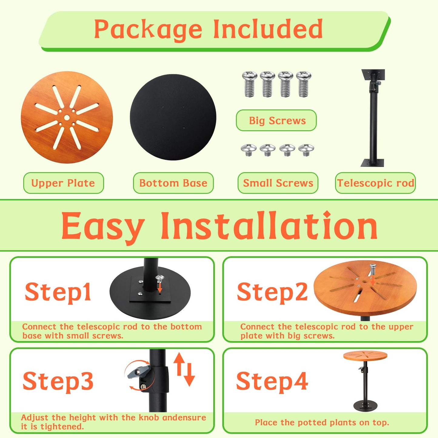 EXCELFU Adjustable Plant Risers for Inside Pots,12-21” Planter Inserts for Large Pots,Planter Filler Lift Insert Bottom of Tall Flower Pot and Large Plant Containers,8" Base, 10" Top-2pack
