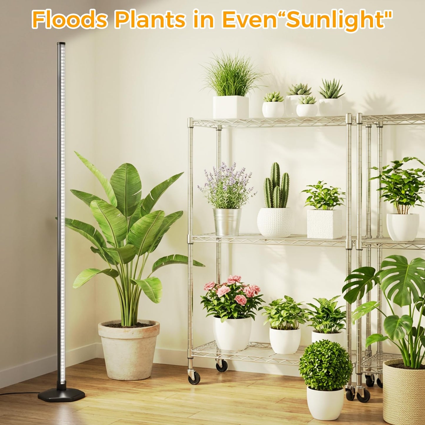 Grow Lights for Indoor Plants with Timer, 42W 192 LEDs Full Spectrum Vertical Grow Light 65 Inch Standing Grow Lights with Foot Switch,3 Light Modes 10-Level Dimmable Wide Coverage