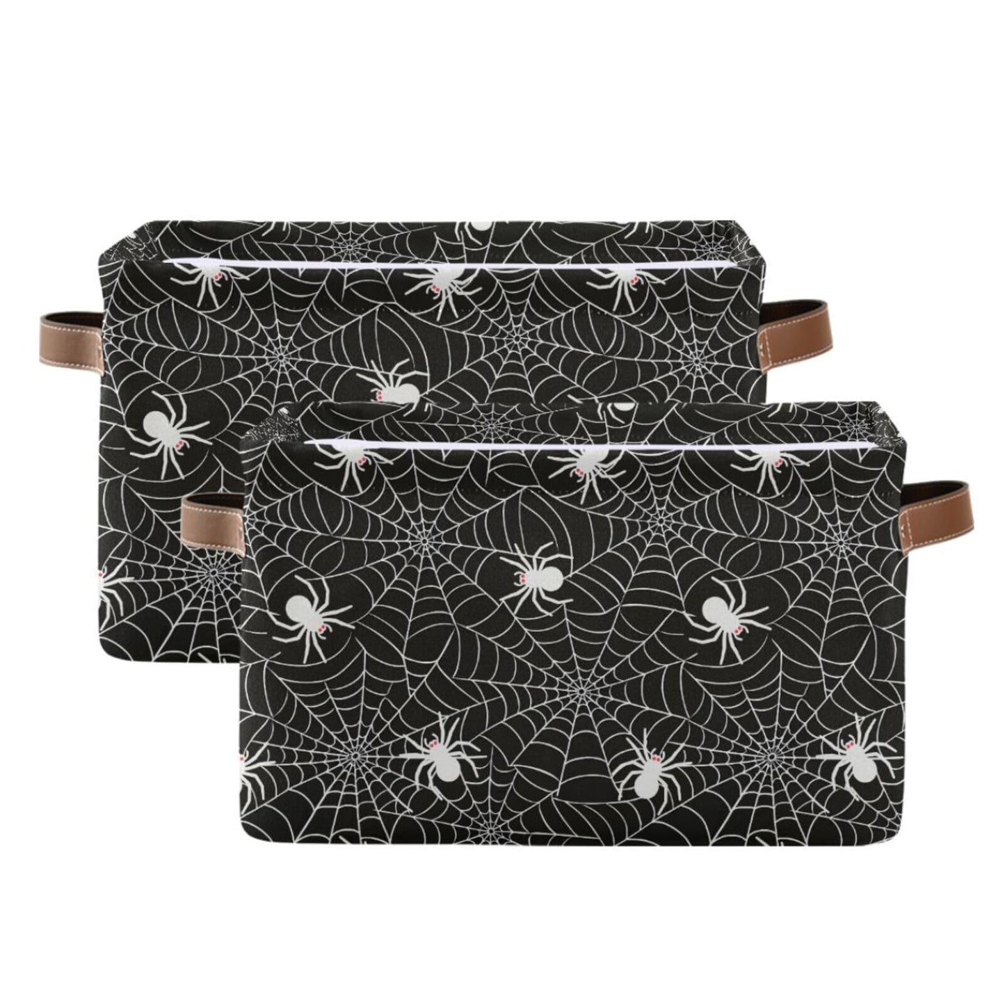 senya Halloween Basket, Large Foldable Storage Basket with Handles, Halloween Spider Web Fabric Collapsible Storage Bins Organizer Bag