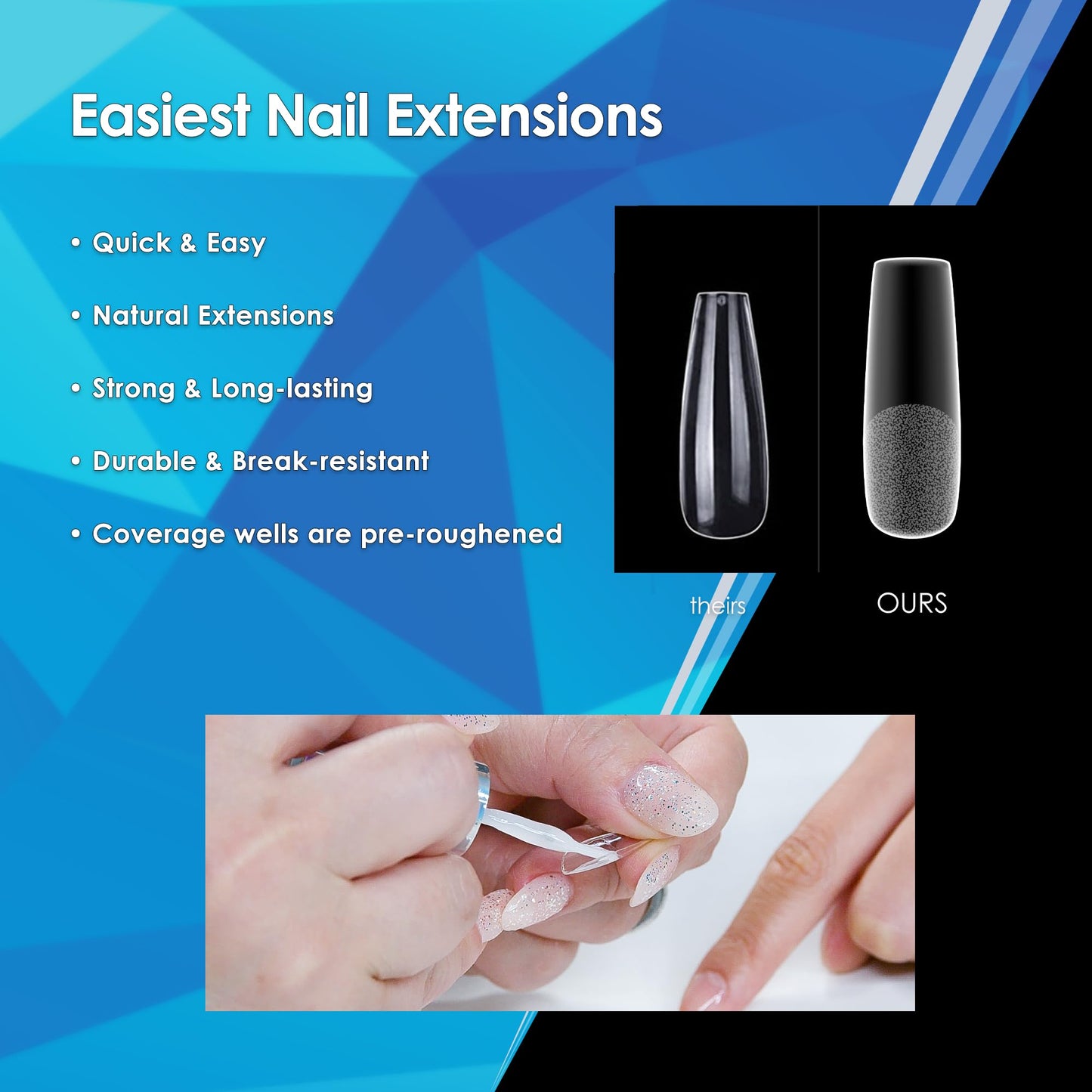 Soft Gel Tips Ultra Clear Pre-Roughened 550 pcs (Medium Round)