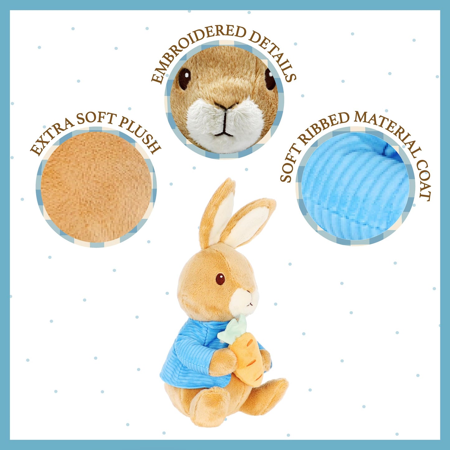 Beatrix Potter Peter Rabbit Plush with Carrot, 13 Inch Soft Stuffed Animal, Classic Peter Rabbit Toy for Babies, Toddlers, and Collectors