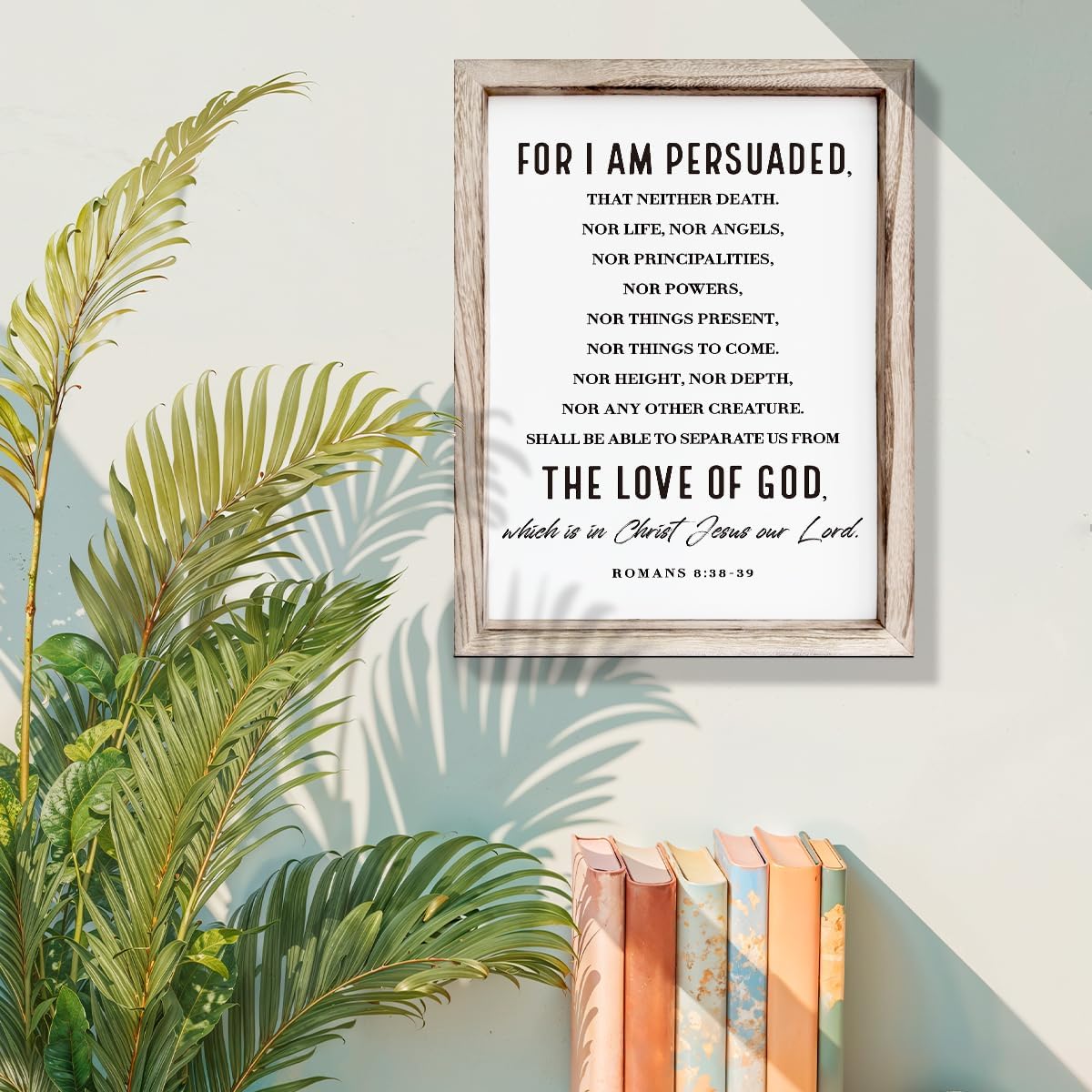 Christian Wooden Wall Sign, Decorative Signs for Home Decor, Religious Artwork, Bible Verse Decoration, Framed Wall Plaque Sign 15 * 11.5 inches, For I am Persuade