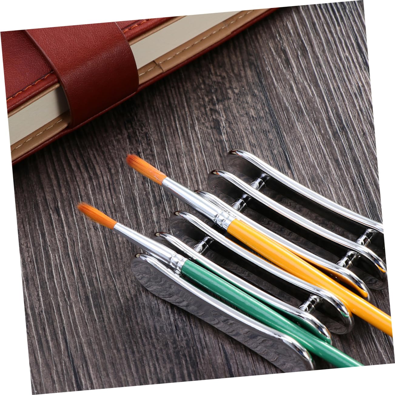 Hemoton Mini Nail Art Pen Holder Stand for Organizing Nail Brushes Uv Gel Pens Compact Metal Holder for 5 Pens 3.07X2.04X0.78 Inches