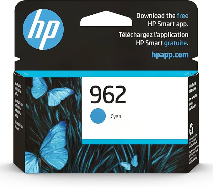 HP 962 Cyan Ink Cartridge | Works with OfficeJet 9010, Pro 9010, 9020 | Eligible for Instant Ink | 3HZ96AN
