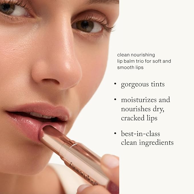 goop Beauty Lip Balm Trio | Clean Moisturizer for Chapped, Cracked & Dry Lips | Clear, Peony, & Tomato | Tinted for Sheer Color | Petroleum Free | 0.16 fl oz Each