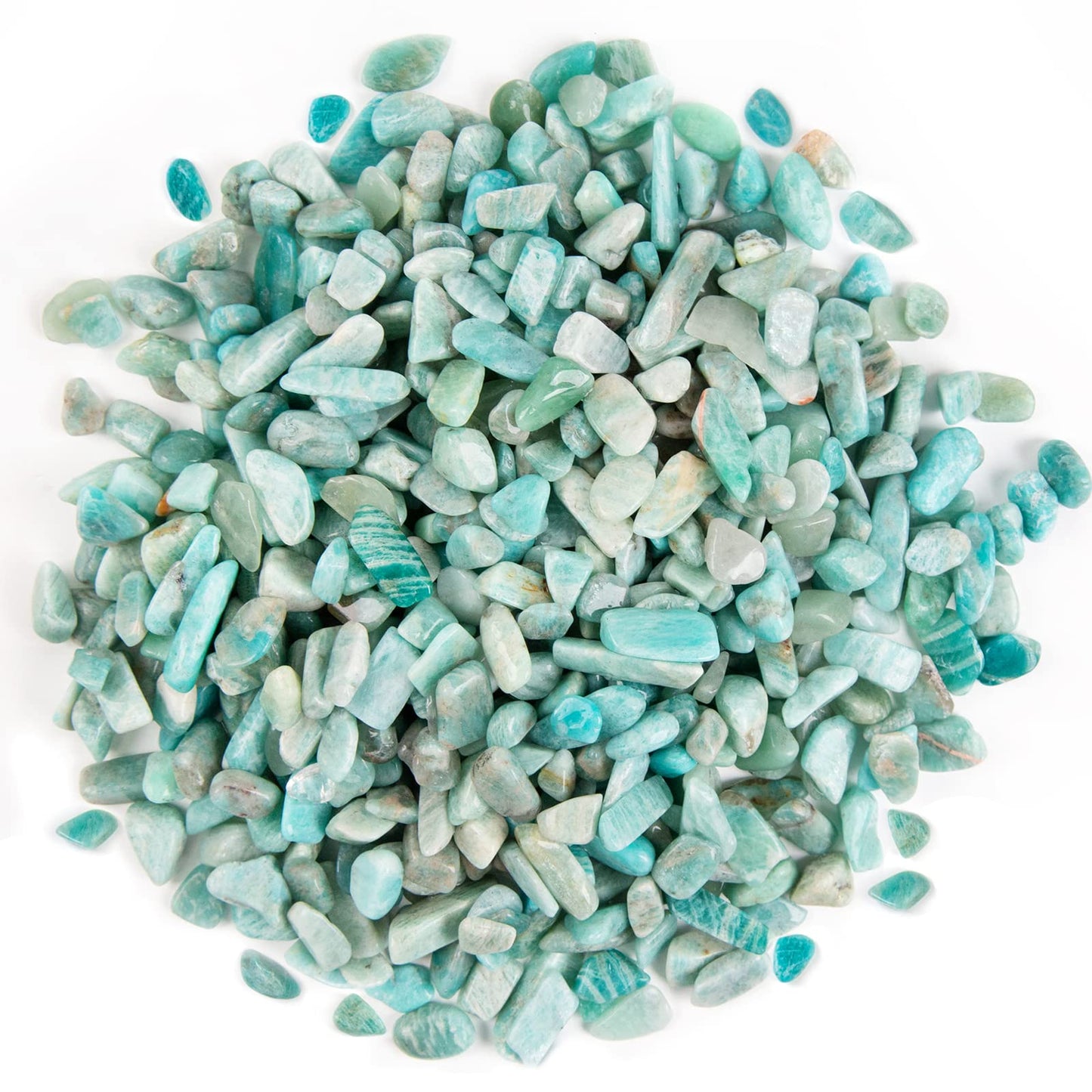 QICQDRAM Natural Green Amazonite Crystals Bulk 0.9 Lb/405g Small Tumbled Chips Crystal Stone Decorative Pebbles for Home Decoration & Fish Turtle Tank, Vase Filler, Plants Decor