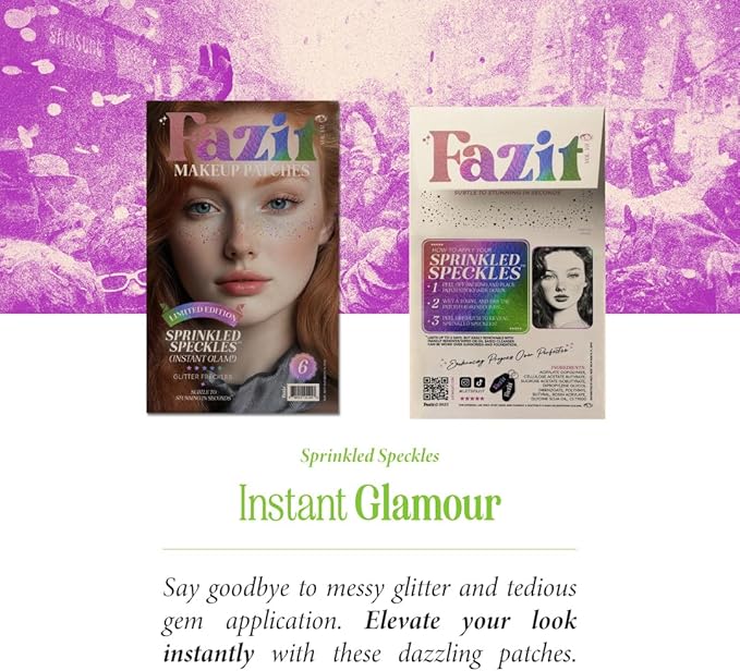 Fazit Makeup Patches - Sprinkled Speckles - Glow Up Make-Up Patches - Cute Glitter Makeup Accessories for Women - Cosmetic Glitter for Face