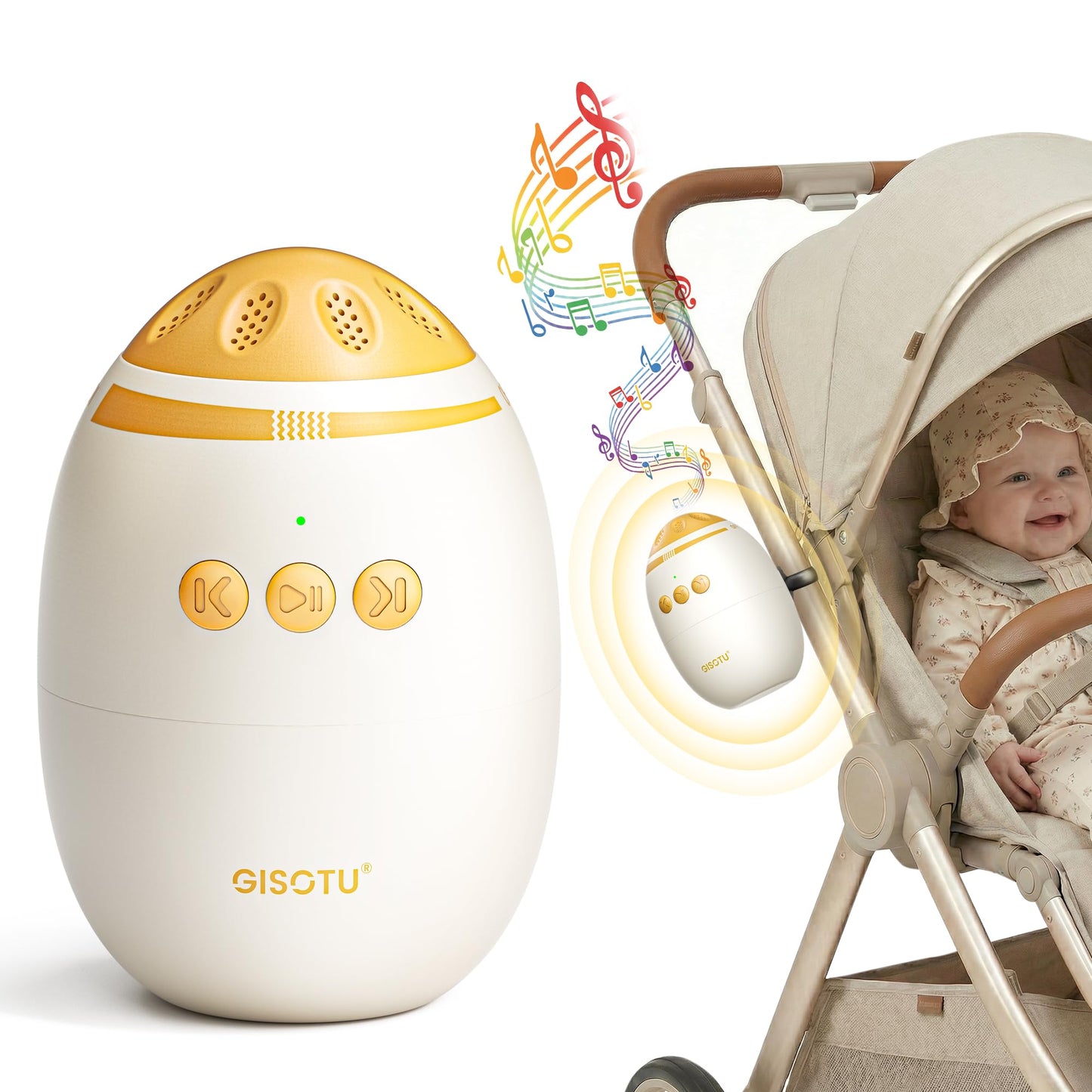 Baby Stroller Rocker with Adjustable Vibration Speed and 11 Soothing White Noise, Hands-Free Rechargeable Sleep Soother Rocker, Portable Accessories for Strollers & Cribs, Essential Baby Gear
