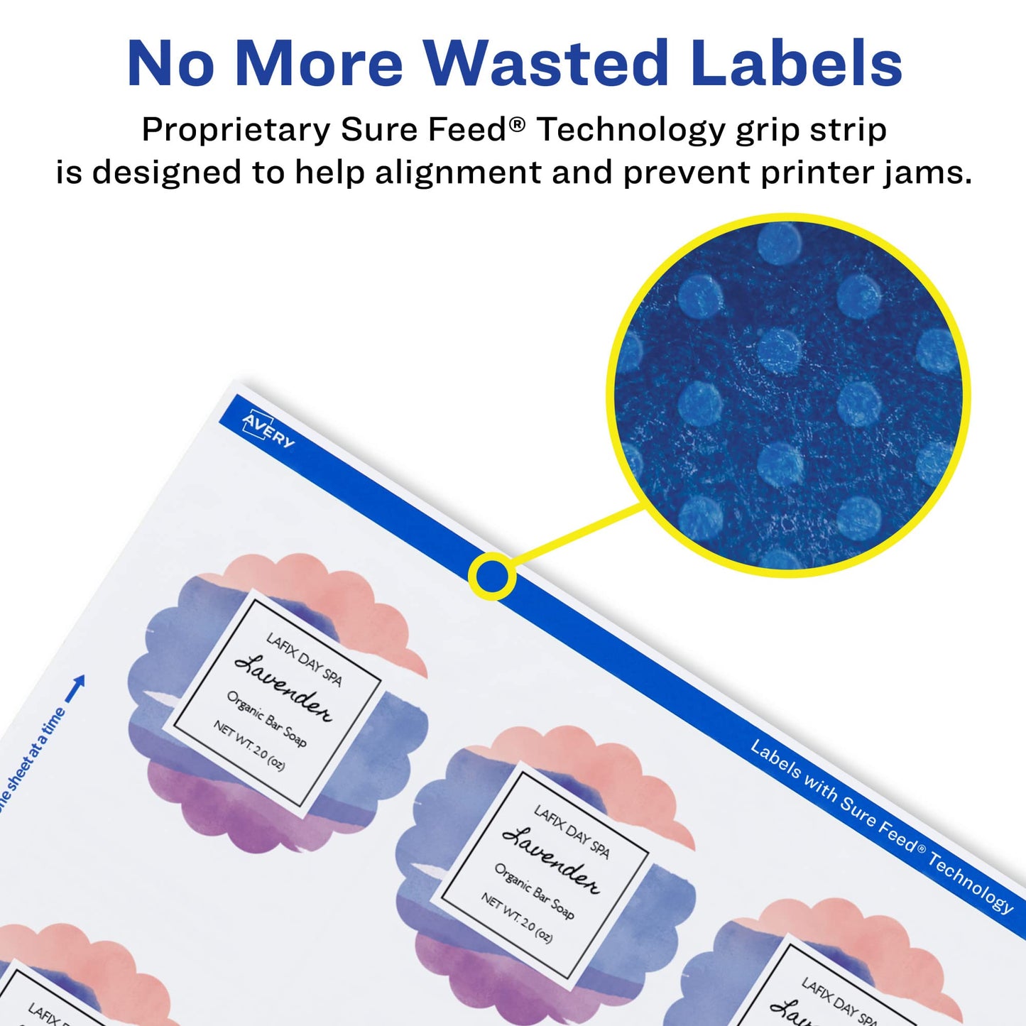 Avery Scallop 2.5 Inch Round Labels with Sure Feed for Laser & Inkjet Printers, 90 White Labels (8218)