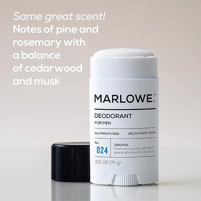 No. 024 Mens Deodorant 2.5 oz, Natural Deodorant for Men, Aluminum Free Stick, Made with Coconut Oil, Shea Butter & Jojoba, Only No-Nonsense Ingredients, Fresh & Woodsy Scent