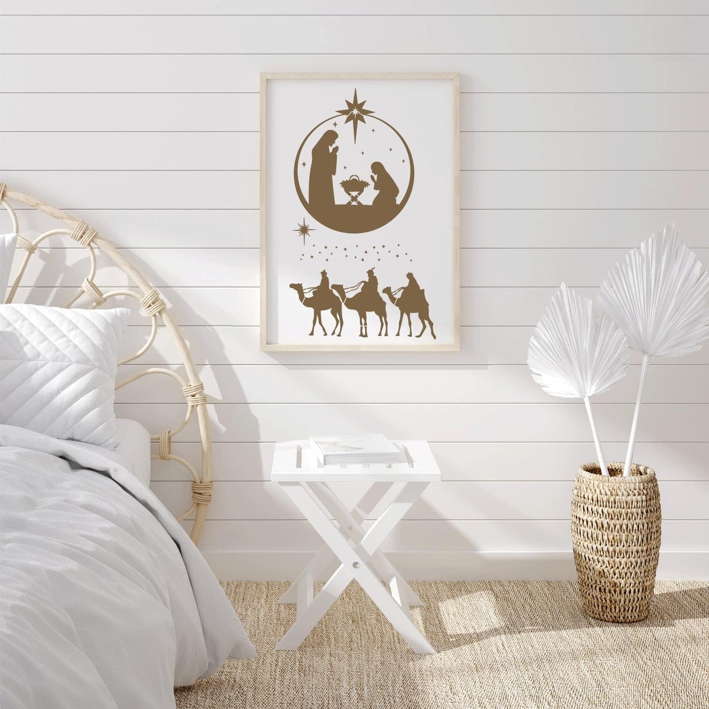9 Pieces Christmas Nativity Scene Stencils Reusable DIY Painting Stencil for Painting on Wood Canvas Plastic Nativity Scene Paint Stencils for Crafts Fabric Home Décor