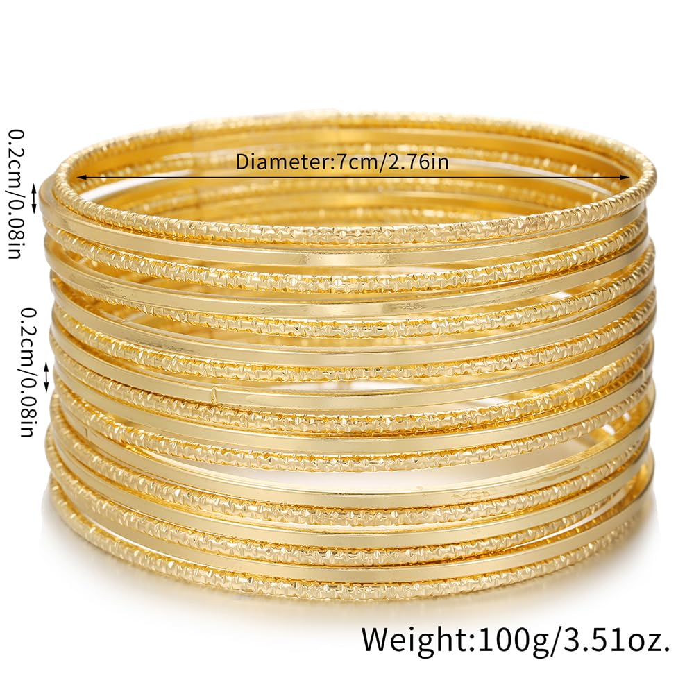 RINTOLER 17Pcs Silver Bangle Bracelets for Women - Multi Layer Stackable Textured Bracelets Boho Jewelrys Set. (P-Sets 17pc Silver)