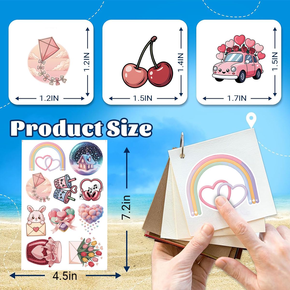60 Pcs Cute Kawaii Valentine Stickers Pack – Romantic Love Heart, Donut, Bear & Cupcake Vinyl Decals for Water Bottles, Laptops, Journals & Gift Wrapping, Aesthetic Pink Love Stickers Set (Valentine3)
