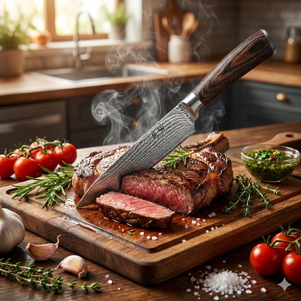 Wakoli EDIB Damascus Santoku Knife – 6.7-Inch Japanese-Style Kitchen Knife, 67-Layer Damascus Steel Blade with VG10 Core, Ergonomic Pakkawood Handle – Professional Cooking Knife in Elegant Gift Box