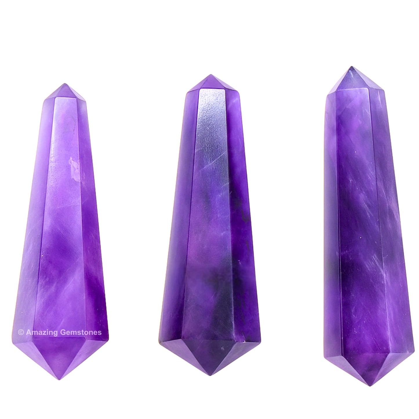 Amazing Gemstone Amethyst Crystal Points Bulk Healing Crystals and Stones - Pack of 3 Double Terminated Healing Wand Point Bulk Crystals for Crafts, Crystal Grid, DIY Work - Premium Crystals