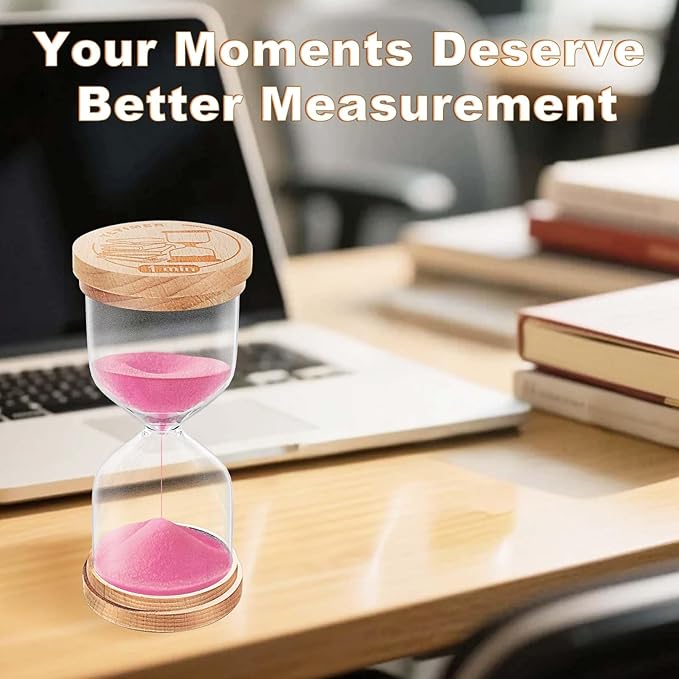 5 Minute Sand Timer, Wooden Hourglass Hour Glass Timer, Small Pink Sand Clock, Mini Sand Watch 5 Min for Kids, Toothbrush, Classroom, Games (Pink)