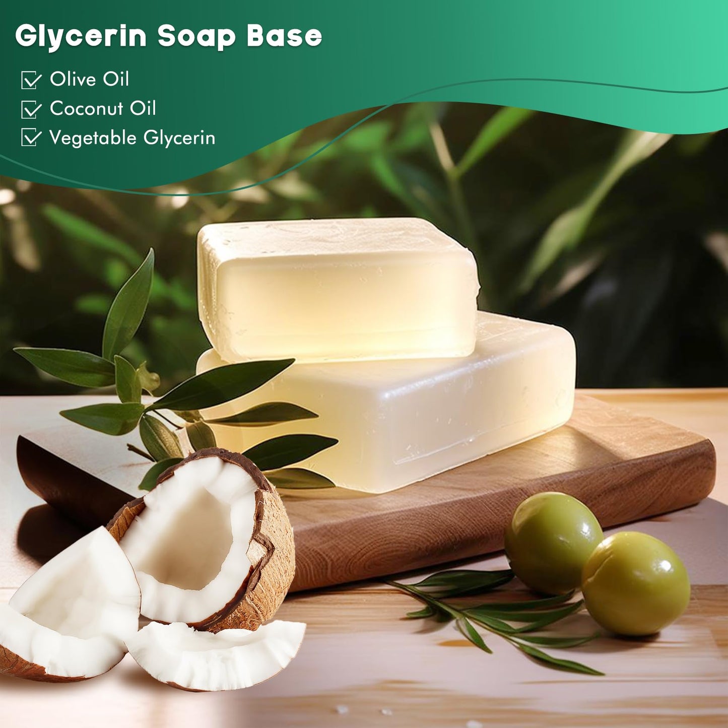 EDSRDRUS 2LB Unscented Glycerin Soap Base DIY Handmade Soap Moisturizing Melt and Pour Soap Base for Crafting, Vegetable Glycerin & Coconut Oil, Easy to Cut (Transparent, 2LB)