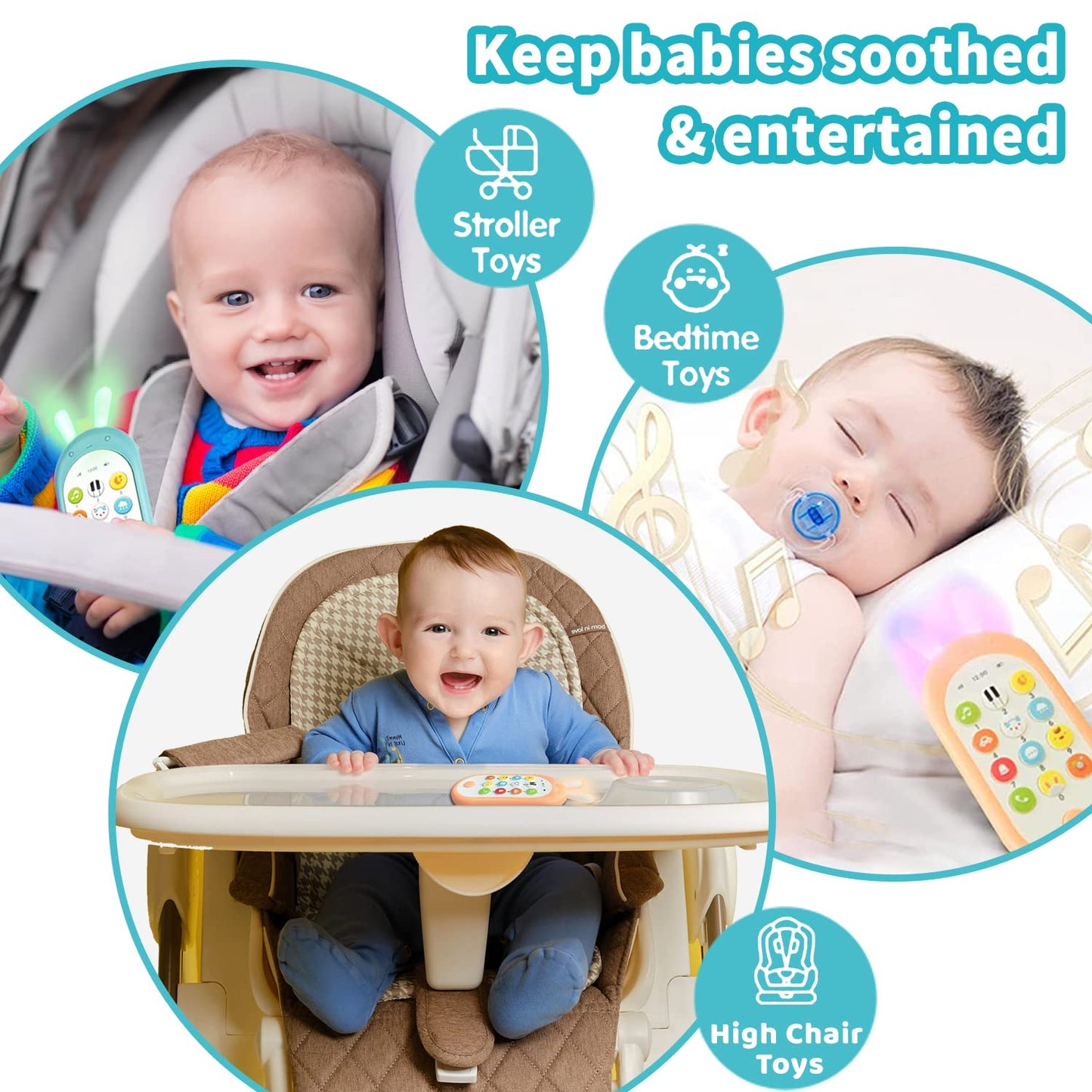 Richgv Baby Cell Phone Toy - Sensory Learning Toys with 12 Functions, Light & Multi Sound Effects, Teething Toys for Babies & Infant 6 to 12 Months Boy Xmas Gifts Stocking Stuffers