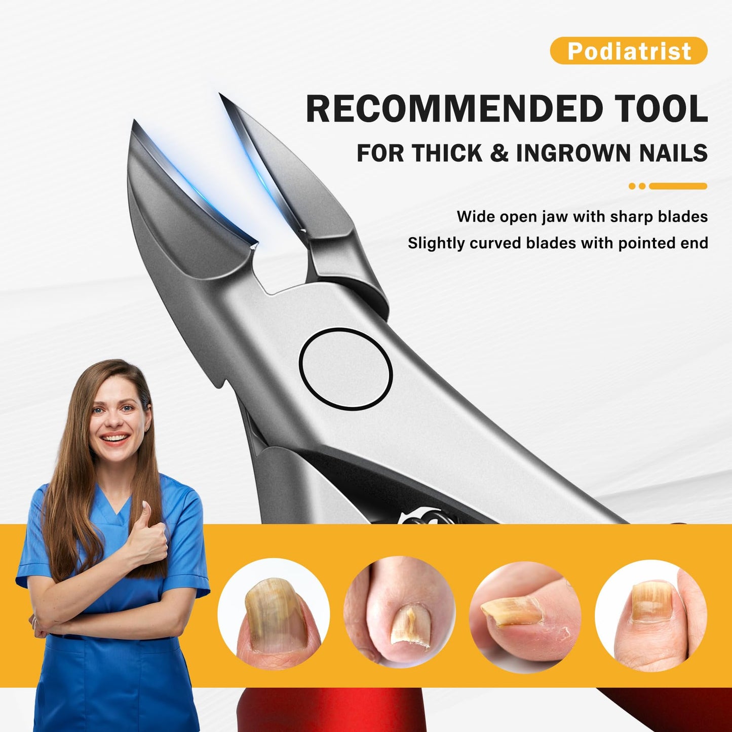 BEZOX Toe Nail Clippers for Thick Toenails for Seniors – Raised Cutting Edge Ingrown Toenail Clippers, Ergonomic Design Toenail Scissors for Thick Nails, Podiatrist Recommended - Red
