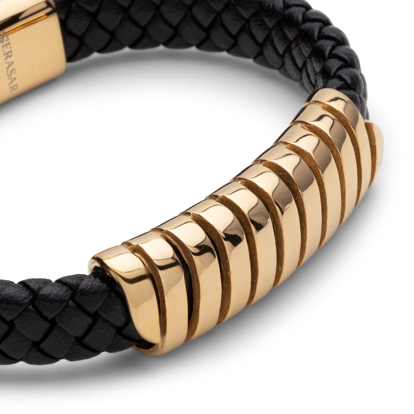 SERASAR Mens Bracelets 20cm Gold Gift Box Genuine Leather Cowhide Braided Adjust Able Magnetic Clasp Multi Layer Wrap Jewellery Rope Man Mans Male Band Jewelry Accessories