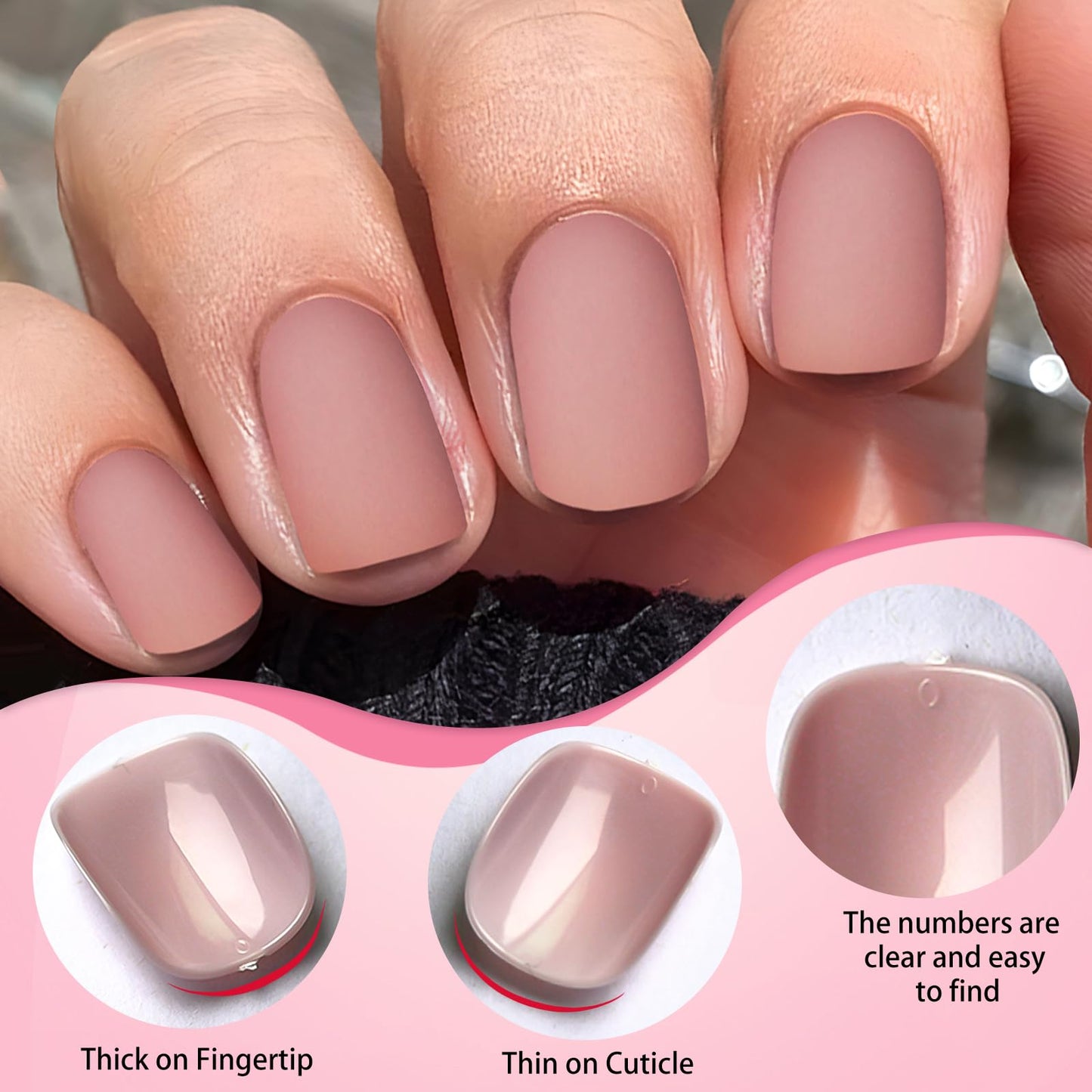 LoveOurHome 576pc Round Sqaure Press on Nails Short Fake Nail with Glue Tabs, XS Squoval Glue on Nails Press ons Nail Square Acrylic Nails Short False Nails Halloween Matte Artificial Fingernail