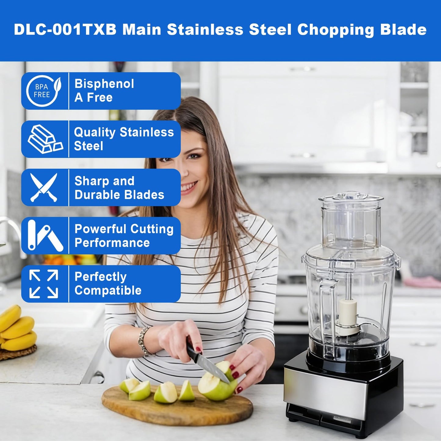 DLC-001TXB Main Stainless Steel Chopping Blade Compatible with Cuisinart 14 Cup Food Processor Replace for DLC-001TXA,DFP-14BCNY,DFP-14BCNR, DFP-14BWN,DFP-14BCN, DLC-2014,DLC-001TXB-CSR