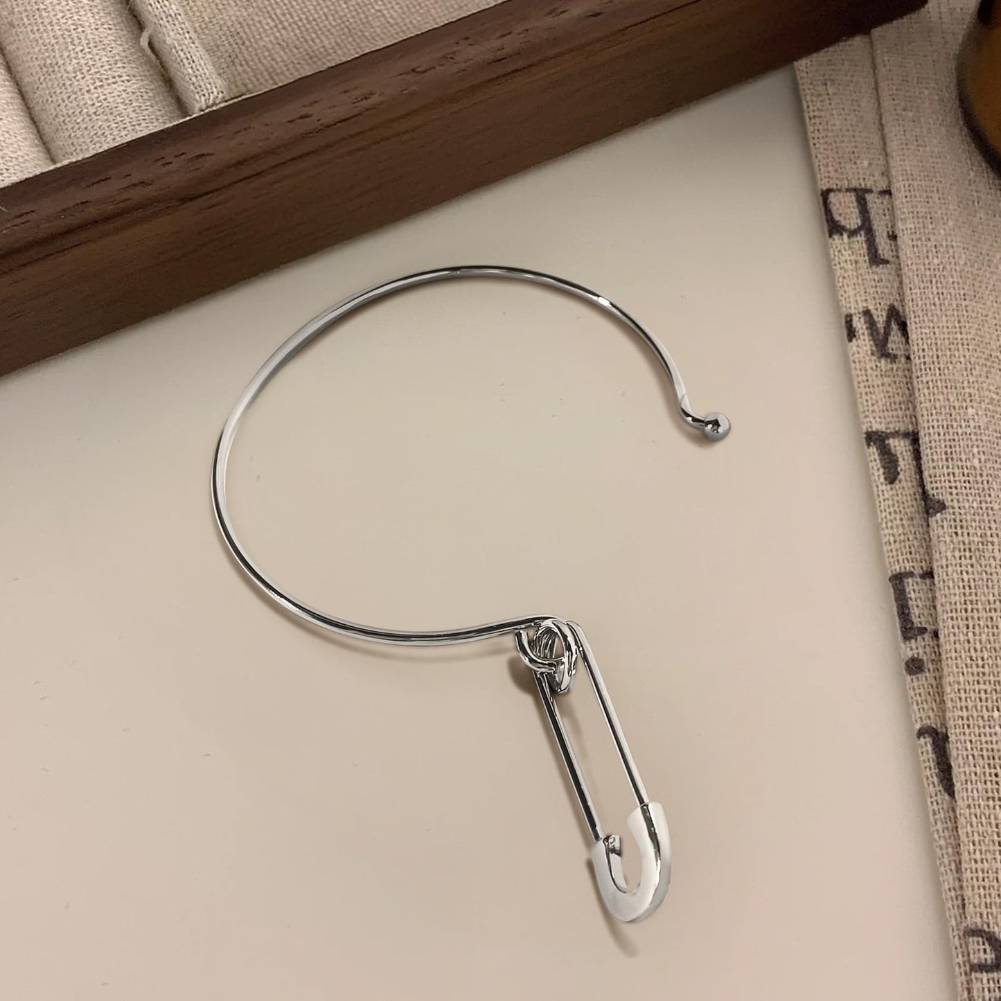 Baoaichi Handmade Sterling Silver Bangle Bracelet for Women Trendy Paperclip Cuff Bracelets Safety Pin Hook Bangle Bracelets Simple Cuff Bangles Stackable Wrap Bracelet Jewelry Gifts for Women