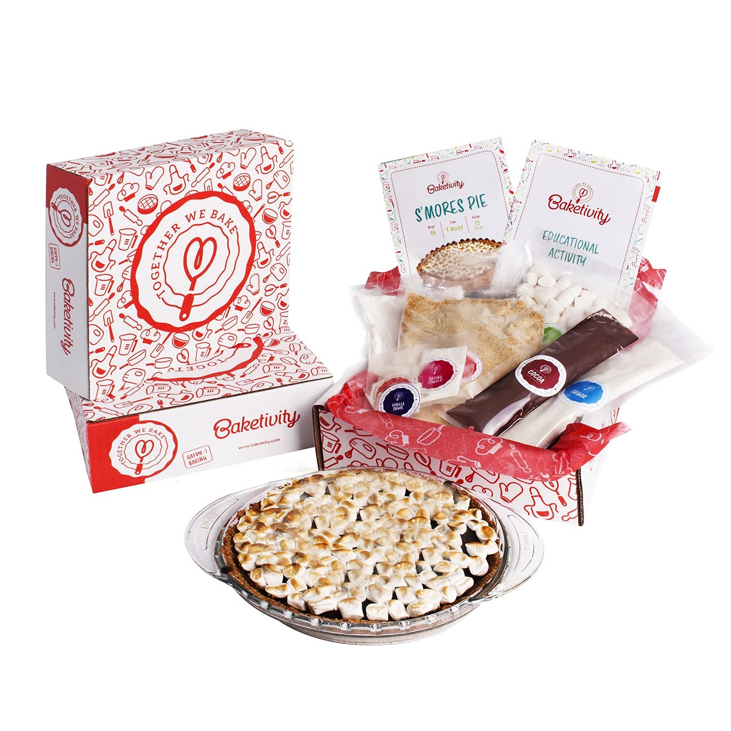 Baketivity Kids Baking Set, Meal Cooking Party Supply Kit for Teens, Real Fun Little Junior Chef Essential Kitchen Lessons, Includes Pre-Measured Ingredients (Baketivity Kit, Smores)
