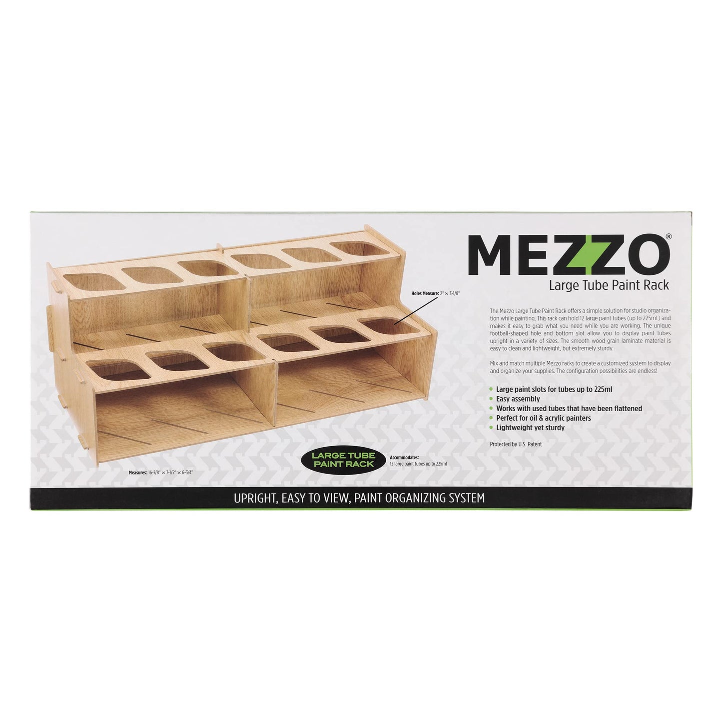 Mezzo Artist Paint and Brush Rack - Wood Grain Laminate Multi Layer Desk Stand Professional Storage Display Organizer for paintbrushes and Paint Tubes - Large Paint Tube Rack