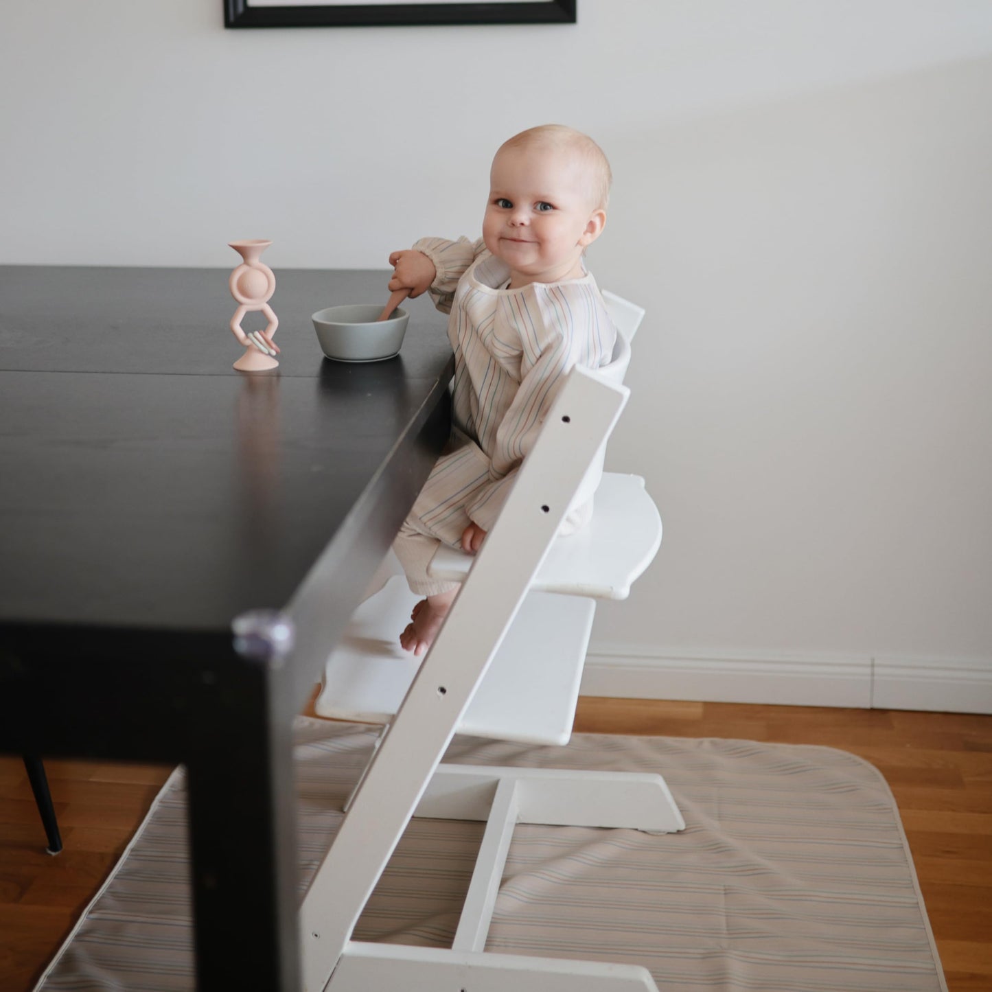 mushie Baby Splat Mat 42.5x42.5 Inch (Pastel Blooms) | Water Resistant for Under High Chair and Infant Play