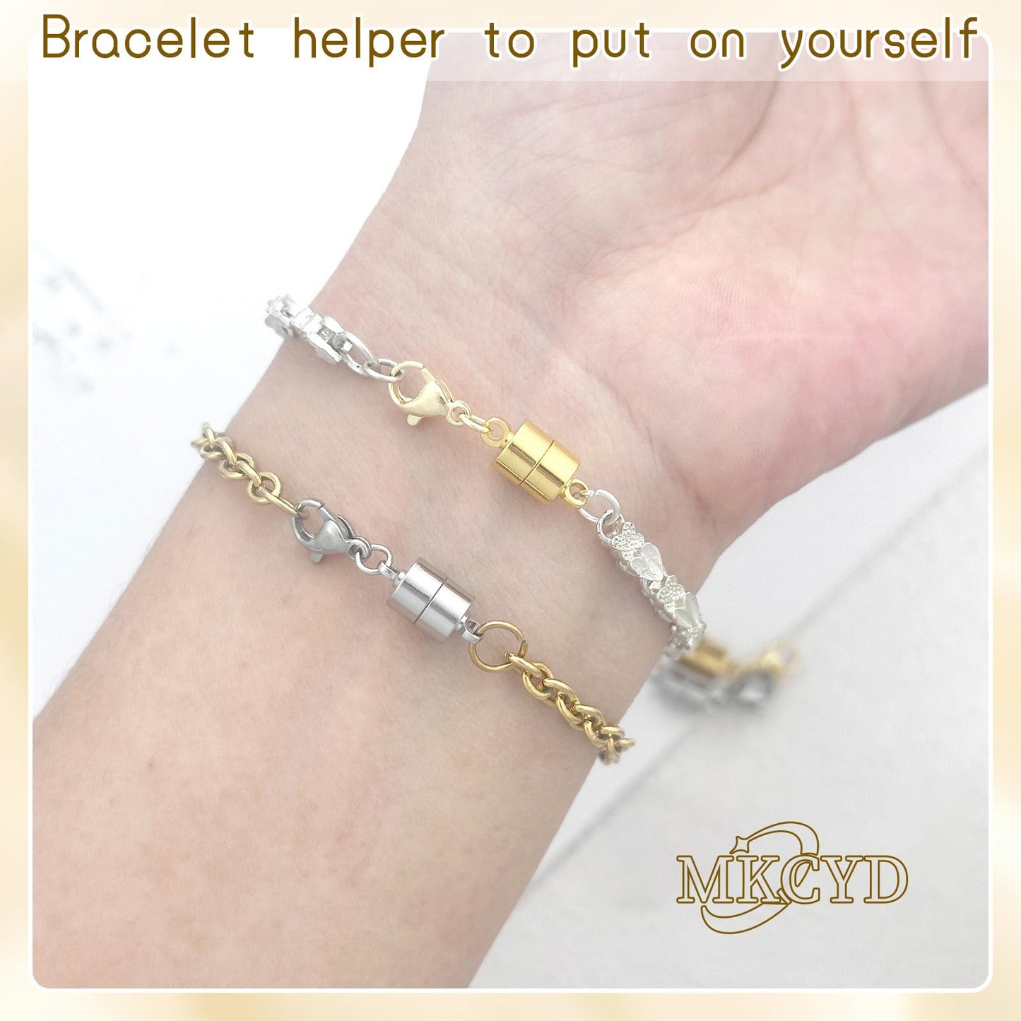 MKCYD Magnetic Necklace Clasp with Lobster Clasp,14K Gold and Silver Magnetic Jewelry Clasps for Necklace Extender Bracelet Closures