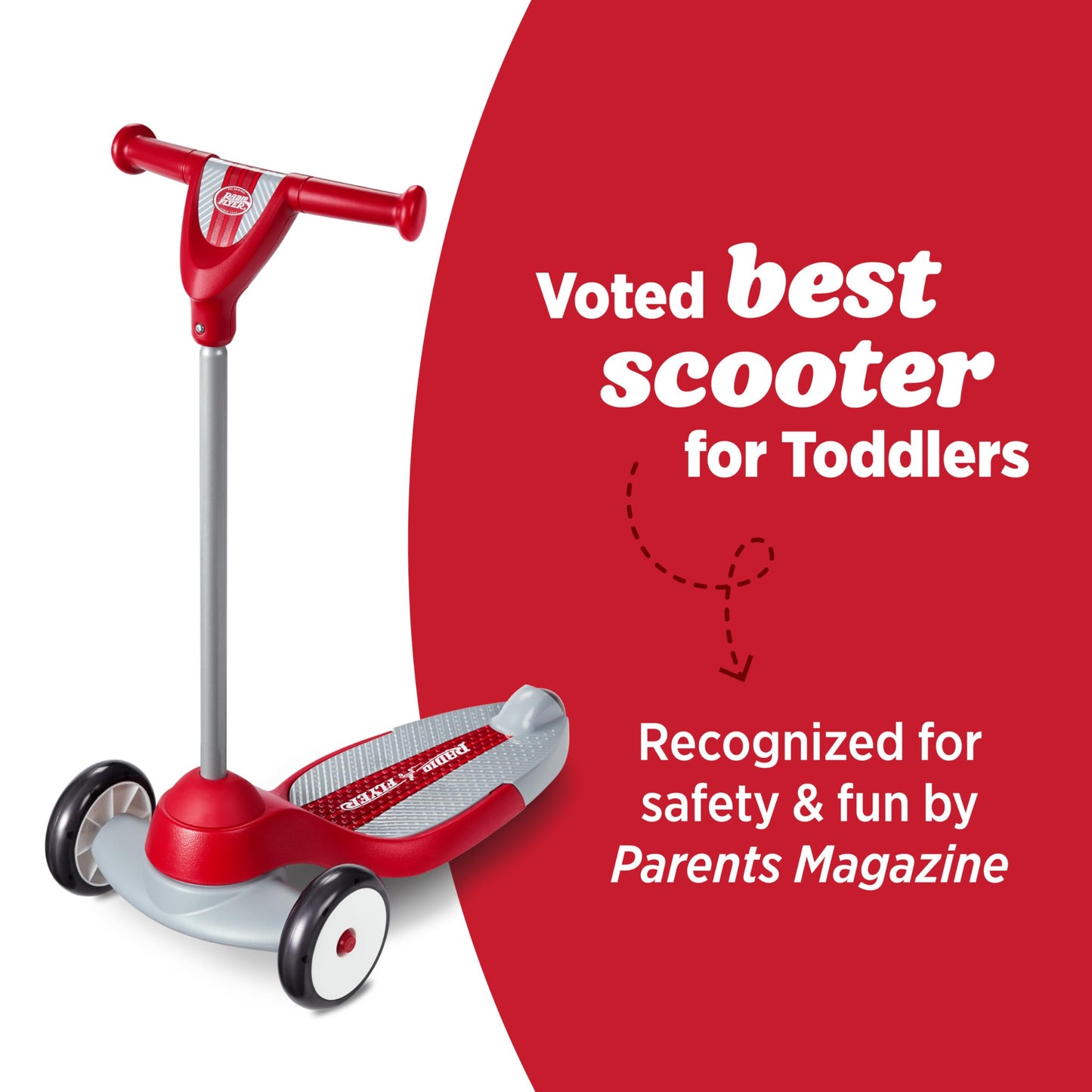 Radio Flyer My 1st Scooter, Red, For Kids 2-5 Years Old, Extra Wide Base for Balance, 2 Front Wheels for Added Stability, Easy to Use Foot Brake, 3 Wheel Scooter for Kids, (Amazon Exclusive)