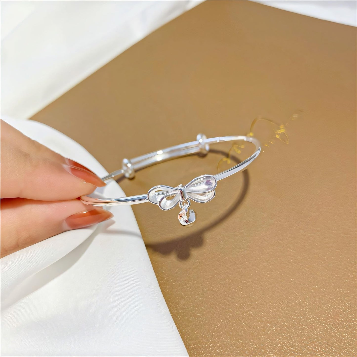 Baoaichi Handmade 925 Sterling Silver Bowknot Bangle Bracelets For Women Cute Knot Cuff Bracelets Trendy Charm Bracelet Open Adjustable Silver Cuff Bangle Daily Jewelry & Birthday Christmas Gift