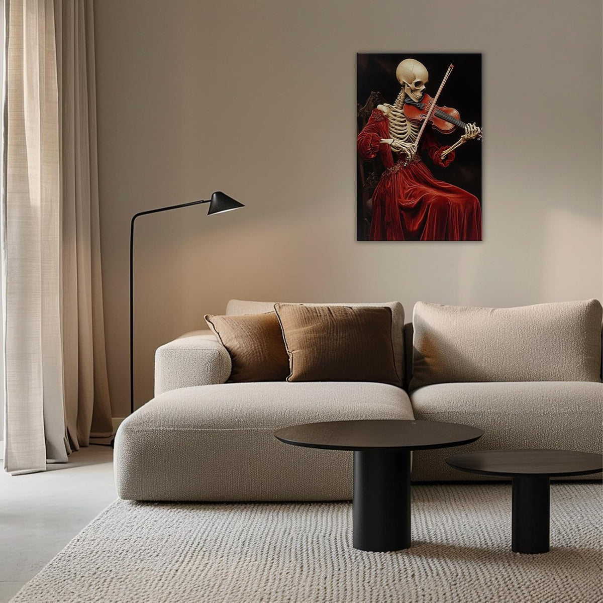 OAAPITI Gothic Skull Violinist Wall Art Macabre Musician Canvas Print Edgy Dark Art Vintage Halloween Decoration for Living Room Bedroom Home Wall Decor(Artwork-9,16"x24")