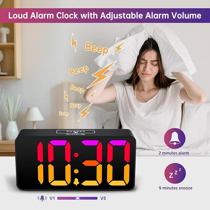 DreamSky Large Digital Alarm Clock Big Number for Seniors/Visually Impaired
