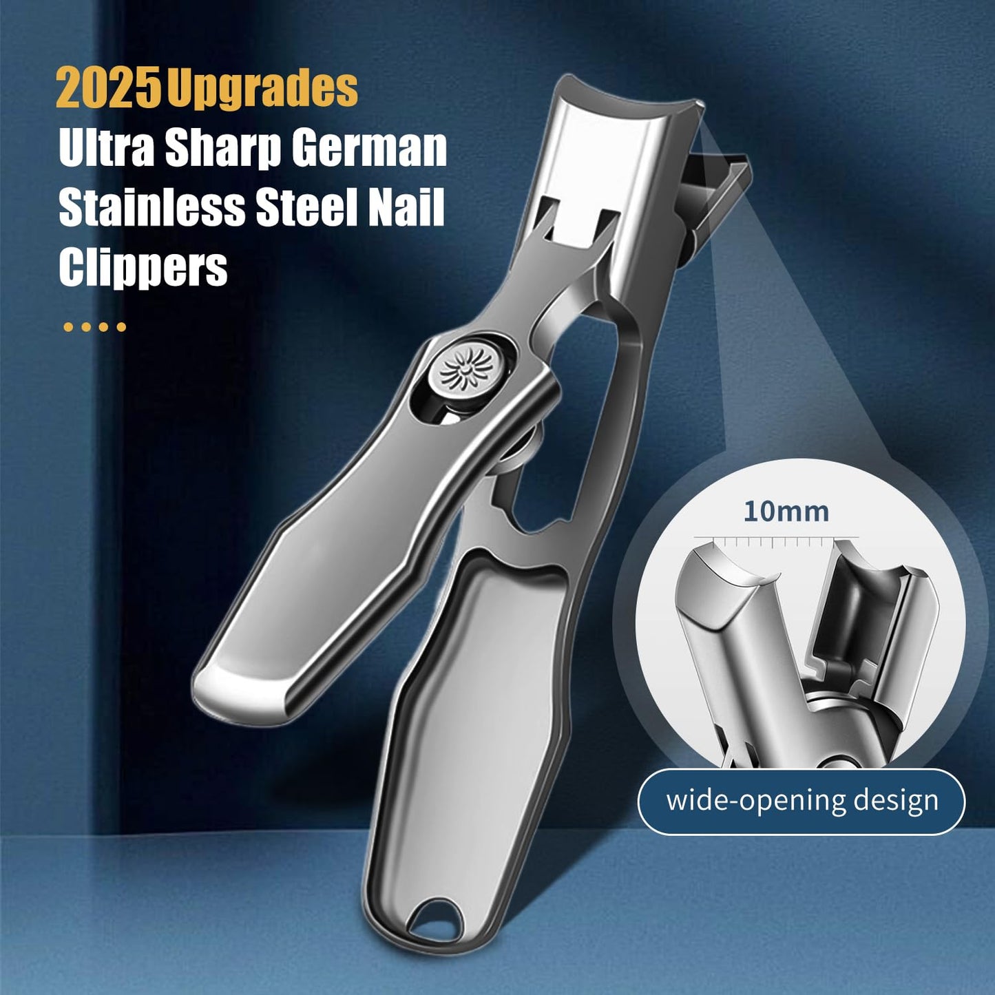 German Nail Clippers for Men, 2026 Upgraded Ultra Sharp Stainless Steel Nail Clippers for Thick Nails, Luxurious Ultra Sharp Nail Clippers Set with Nail File for Seniors Men Women (Black)
