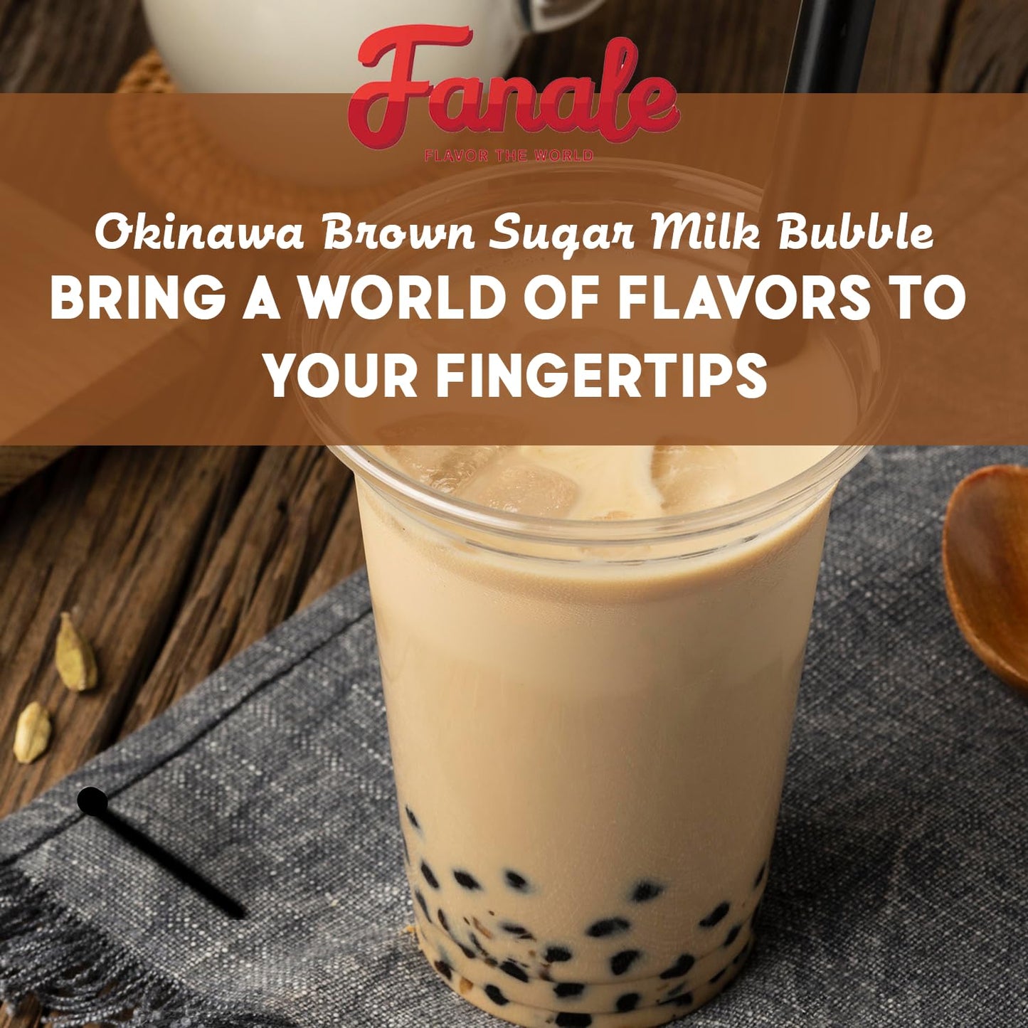 Fanale Premium Okinawa Brown Sugar Milk Tea Flavoring Powder | Perfect for Baking, Smoothies, Desserts and Drinks | Instant Flavoring Powder for Boba Milk Tea - 2.2 lb 1kg | PWD285
