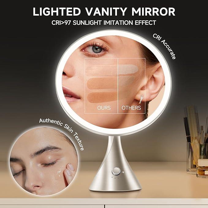 Lighted Makeup Mirror with Magnification Electric Plug in, 7X Magnifying Lighted Vanity Makeup Mirror with Led Lights