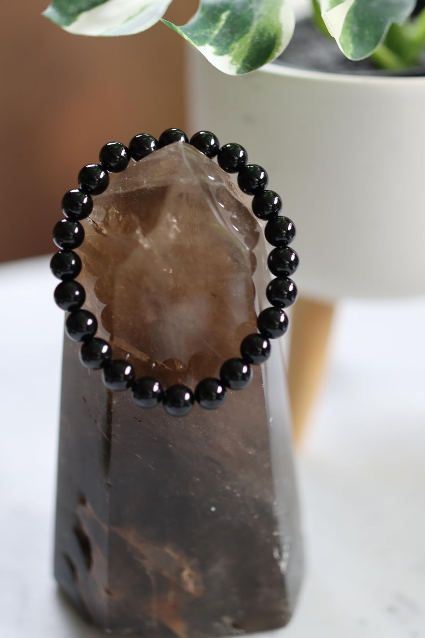 The Vida Handmade AAA+ Quality Crystal Stretch Elastic Bracelet - Nature Gemstone - Jewelry Gift - Holiday Gift - For Women & Men (Black Onyx)