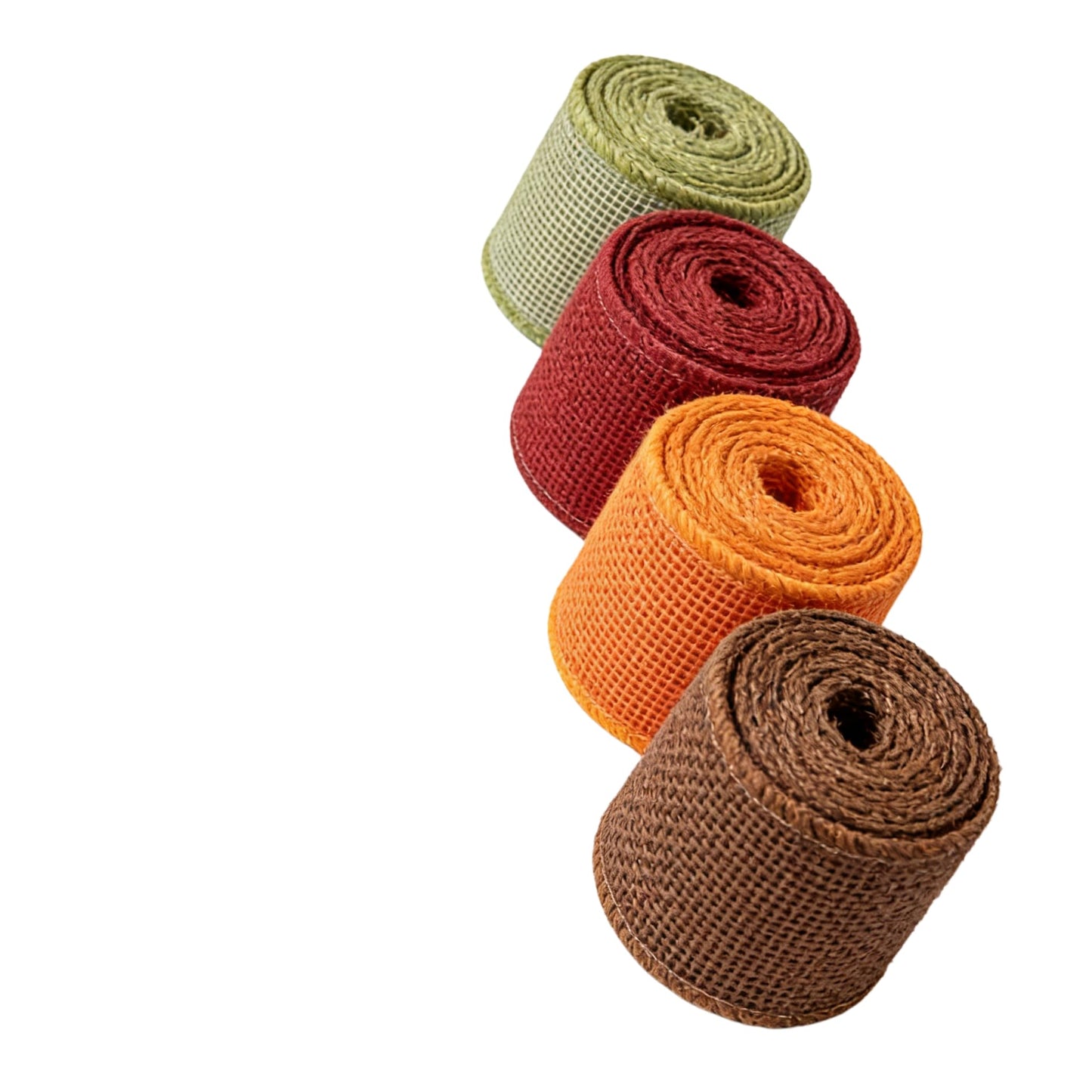Meseey 7/8 Inch Fall Burlap Wired Ribbon Set, 4 Rolls Total 40 Yards Sage Green/Burgundy/Orange/Brown Solid Wired Edge Ribbon for Wreaths, Bows, Gift Wrapping, Thanksgiving & Halloween Decor