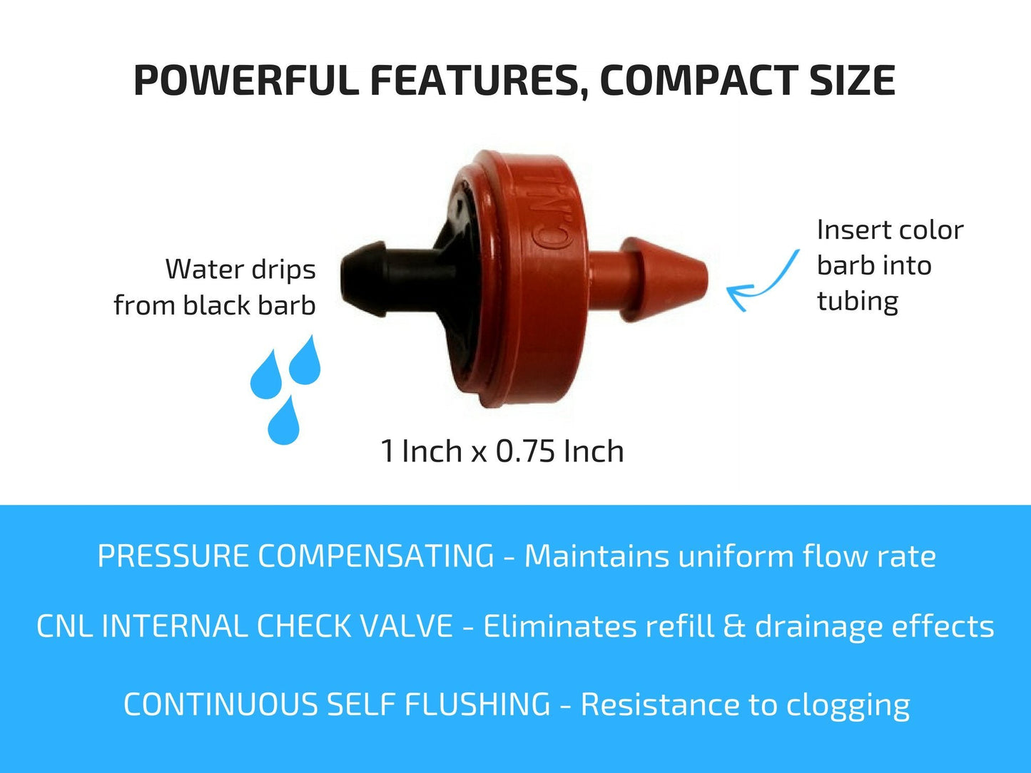 1/2 GPH Netafim Woodpecker Jr Pressure Compensating Dripper Emitters (35-Pack) Kit with Hole Punch Tool and Goof Plugs for Drip Irrigation Systems