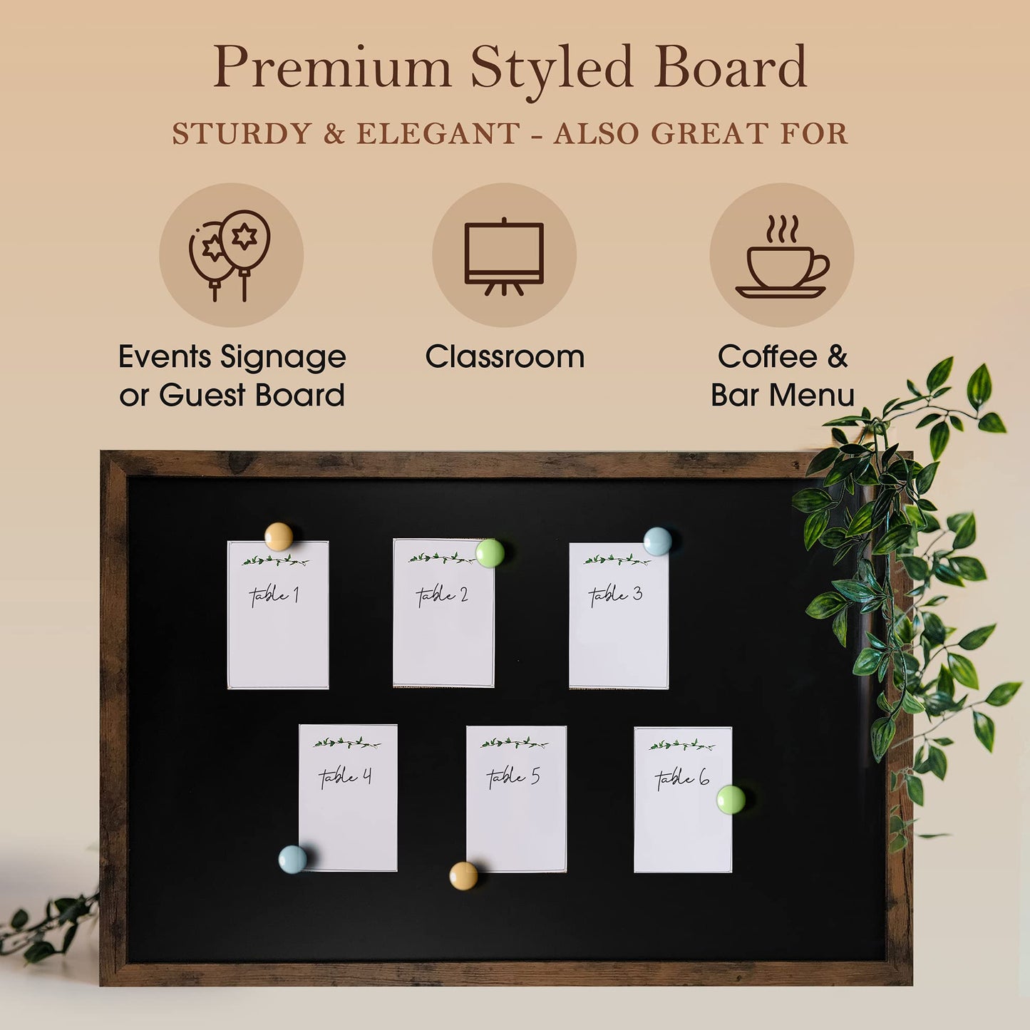 Loddie Doddie Magnetic Chalkboard & Magnet Board - 24 x 36 in, Rustic Wood Frame - Stain-Resistant Surface for Chalk Calendar - Photo & Note Organization with Magnet Display - Rustic Wall Decor