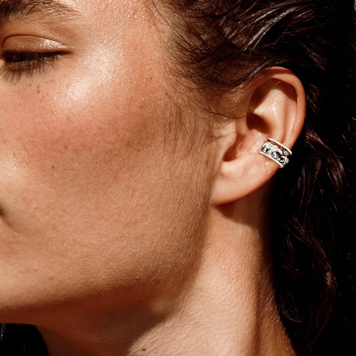 Ear Cuffs 925 Sterling Silver Mama Bear Ear Cuff Earring Hypoallergenic Non Piercing Ear Cuff Earring for Women Clip On Cartilage Earrings