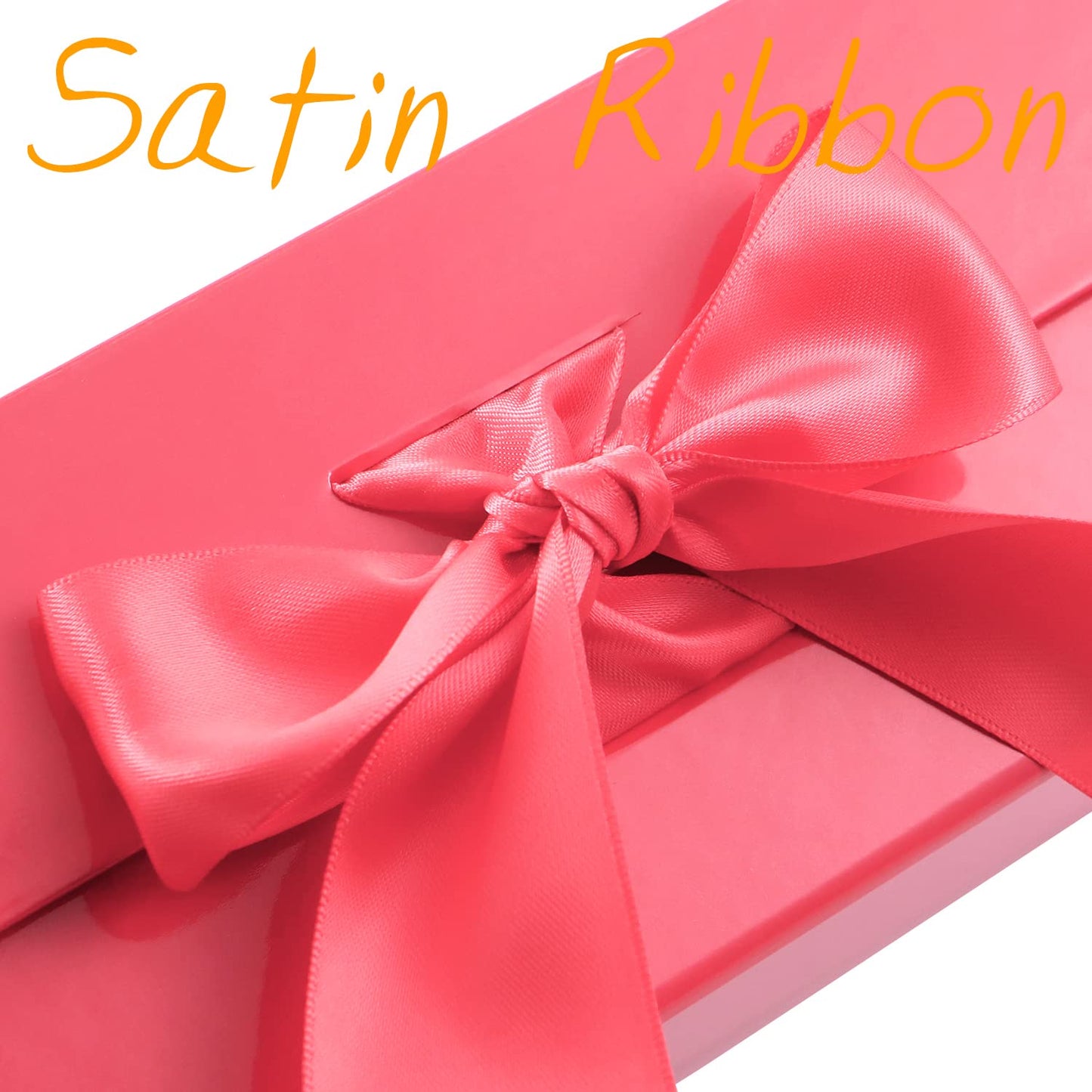 GREEN BEAN Large Gift Box with Lid for Presents 13x9.7x3.4 Inches, Red Magnetic with Ribbon Luxury Gift Box, Bridesmaid Proposal Box (Glossy Red)