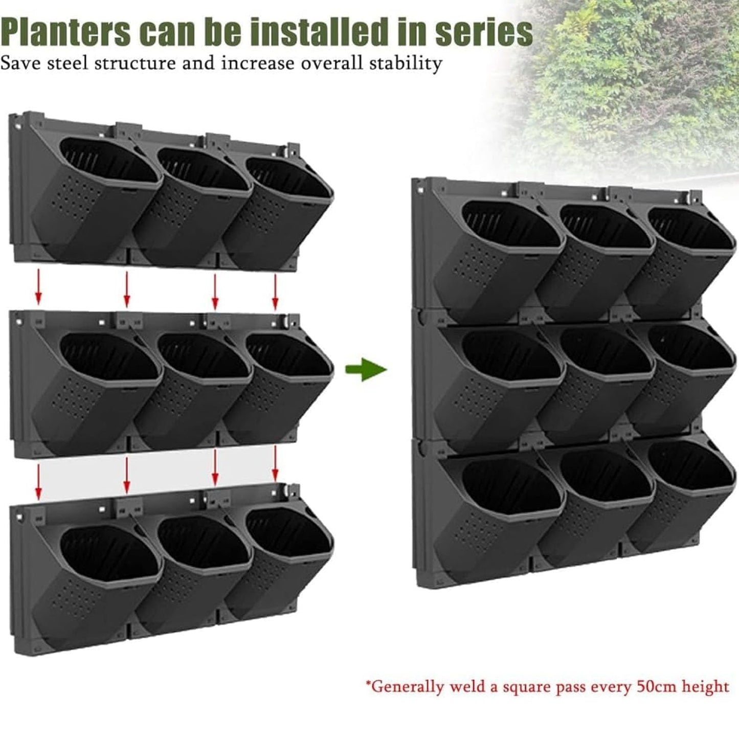 Wall-Mounted Raised Garden Planter Box Kit, 36 Packs, Elevated Self-Watering Hanging Planters for Flowers, Herbs, and Vegetables, Indoor/Outdoor Use