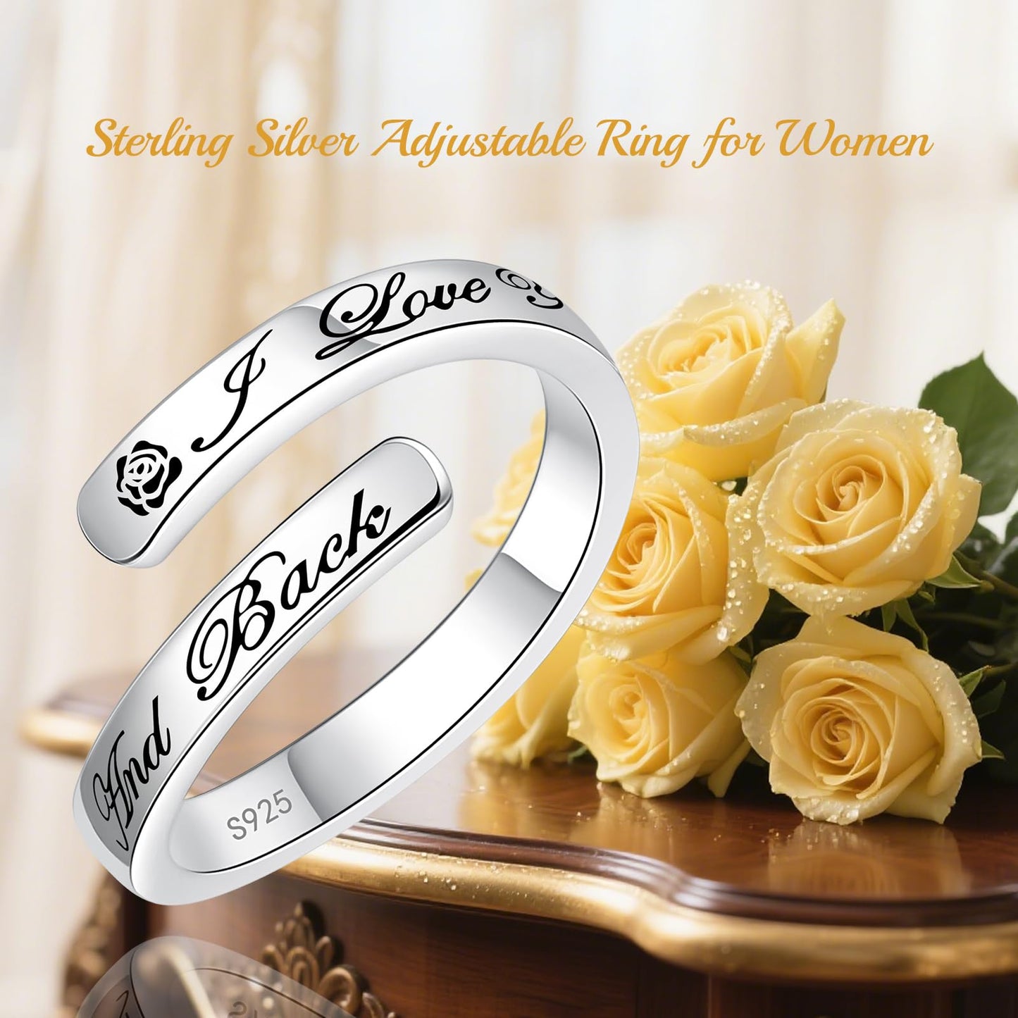 S925 Sterling Silver Inspirational Jewelry Rings Adjustable Ring Personality Encouragement Gift for Teens Women