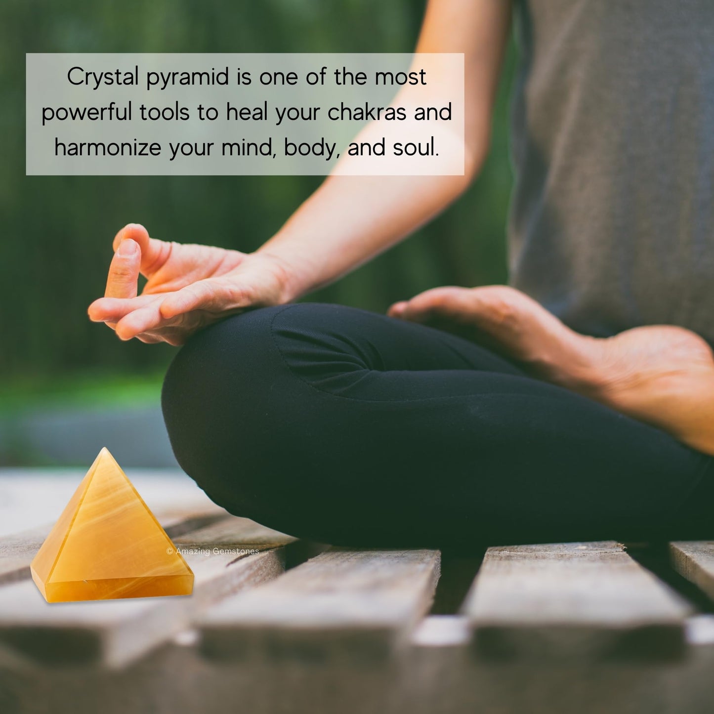 Yellow Calcite Pyramid Crystal Healing Stones - 1.5" Great Pyramid Figurine of Natural Stone Pyramid for Meditation, Reiki, Chakra Balancing and Crystal Pyramids Grid